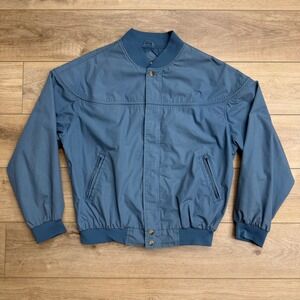 Vintage Windbreaker Bomber Jacket Full Zip Lightweight Blue L‎ Distressed READ